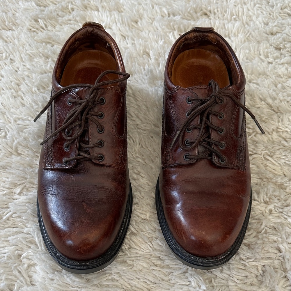 Dunham Ruggards Dark Brown Leather Waterproof Oxford Dress Men’s Shoes Sz 9.5 - Picture 4 of 10